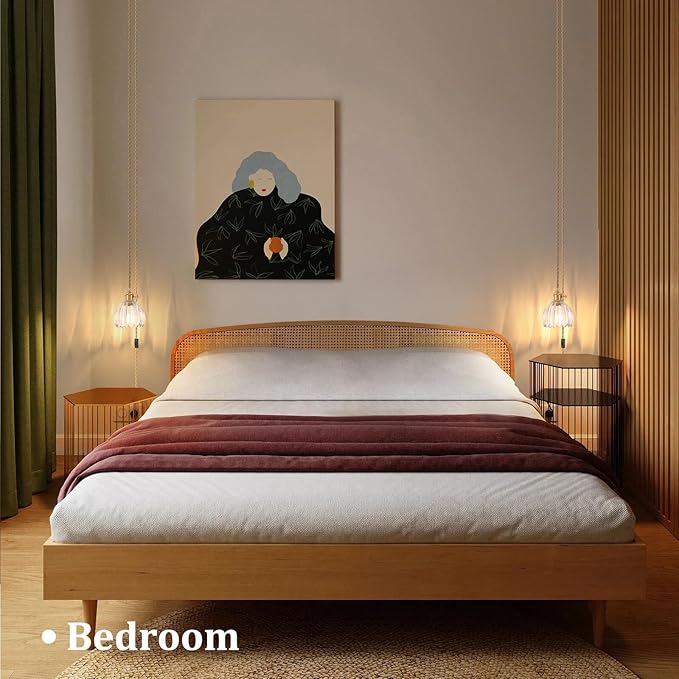 Plug in Pendant Light Hanging Light Fixture Corded On/Off Switch Brass Pendant Light with Clear Tulip Glass Lampshade for Bedroom Living Room Kitchen Island