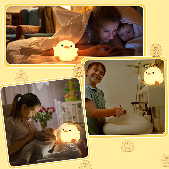 DoDo Duck Night Light, Duck Bean Nursery Silicone Bedside Lamp with Dimmable USB Rechargeable Timer, Perfect Animal Gift to Kids Baby, Birthday Christmas Easter for Home Bedroom Decor