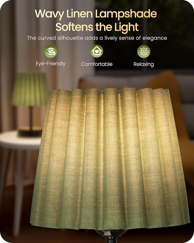 Small Bedside Table Lamps Set of 2, Touch Dimmable Table Lamps with USB Ports, Nightstand Lamps with 2 Stepless Dimming LED Bulbs, E26 Base, for Bedroom, Study, Black and Green J16TLP205