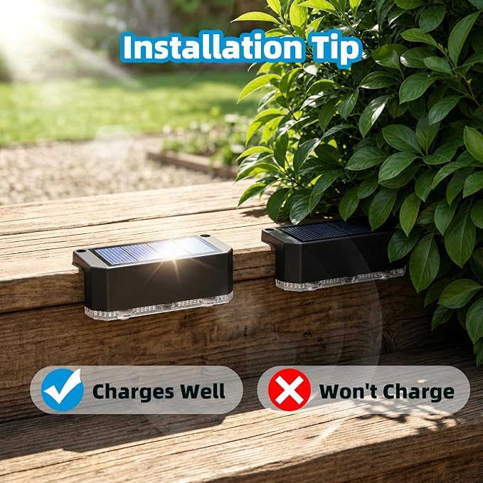 12 Pack Solar Fence Lights Outdoor, Deck Light Solar Powered, IP65 Waterproof Led Riling Solar Lights for Outside Step Yard, Cool White