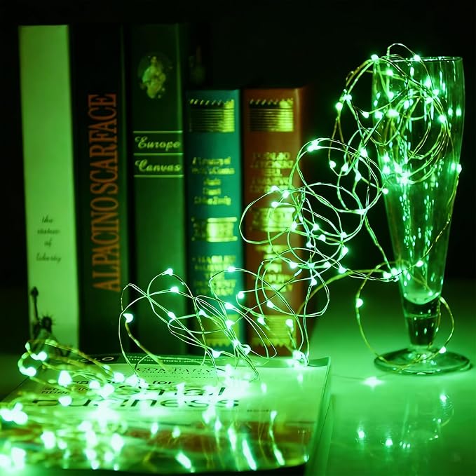 2 Pack Fairy Lights Battery Operated - 16.4ft 50 LED Green | Starry Fairy Lights , 8 Modes Waterproof with Timer for Indoor Outdoor Bedroom Party Holiday Christmas Decor, Copper Wire
