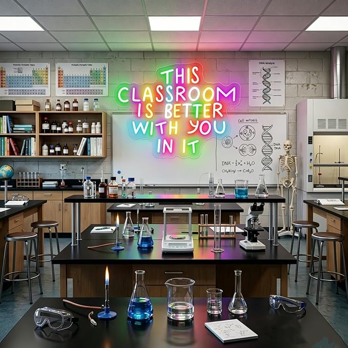 This Classroom is Better With You In It Multicolor Neon Sign for Classroom Wall Decor USB Powered Neon Inspirational Teacher Sign for School Classroom Daycare Teachers Students Gift