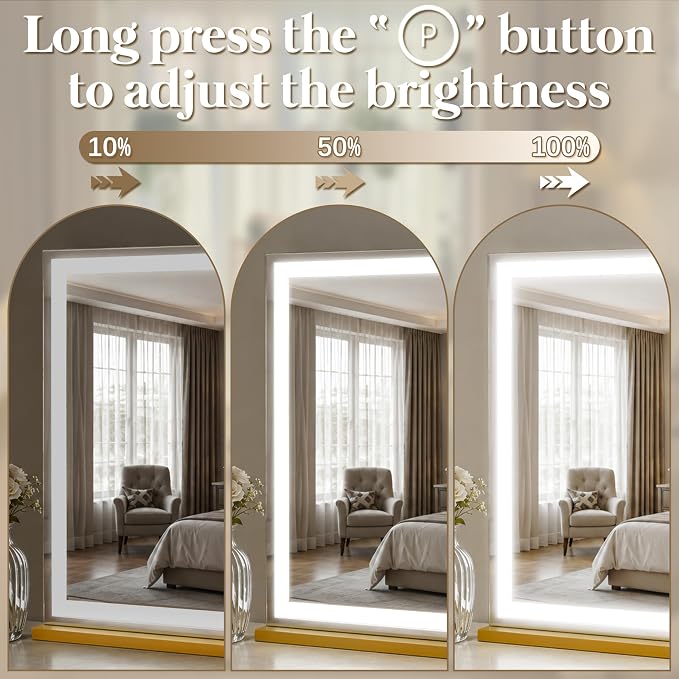 FENNIO Large Vanity Mirror with Lights，35.5" x 27" LED Makeup Mirror，Hollywood Mirror with 3 Color Modes & Adjustable Brightness，Vanity Mirror Square Gold