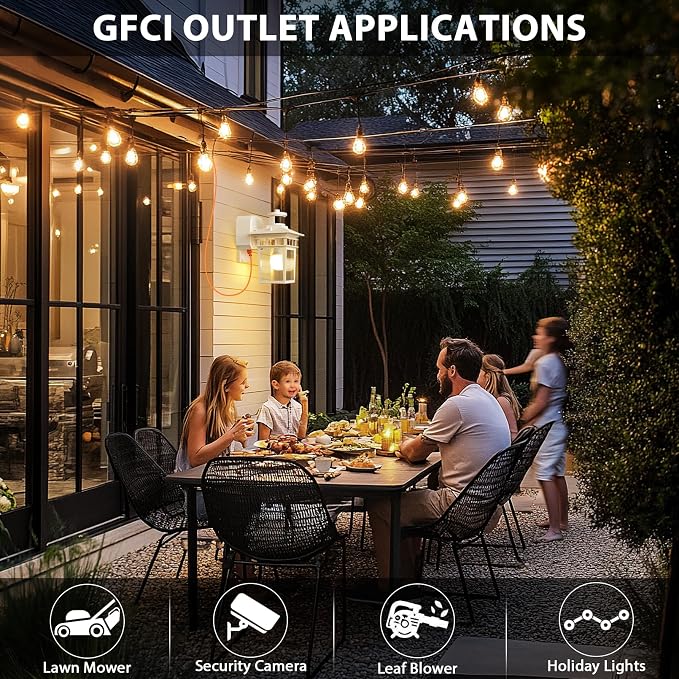 Porch Light with GFCI Outlet, White Dusk to Dawn Motion Sensor Outdoor Lights, 3-Mode Wall Exterior Lighting Fixture, Waterproof Outside Lights Sconce for House Front Door Patio Garage