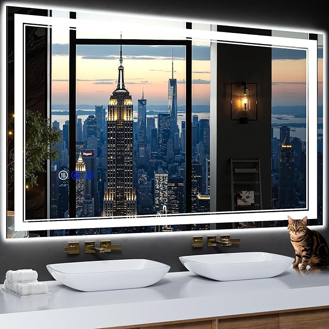 50"x30" LED Bathroom Mirror with Lights,Anti-Fog,3 Color Modes