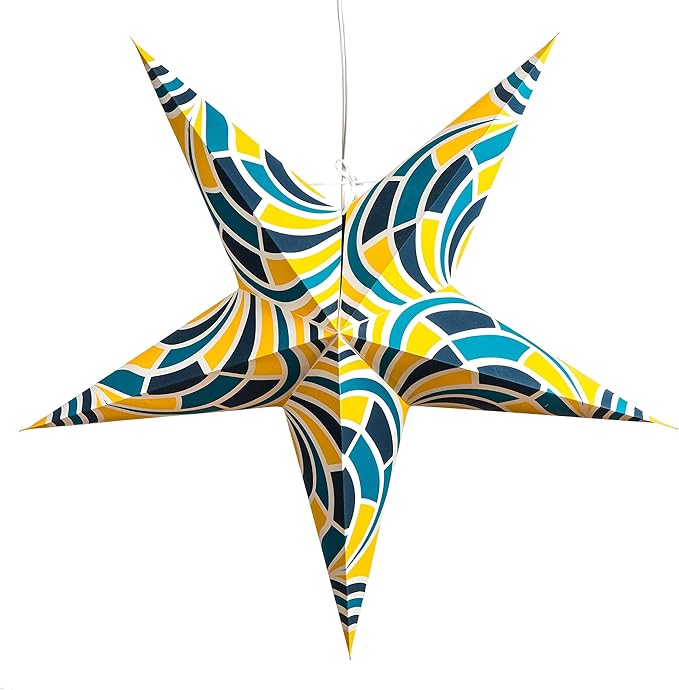 Geometric Paper Star Lantern with 12 Foot Power Cord Included