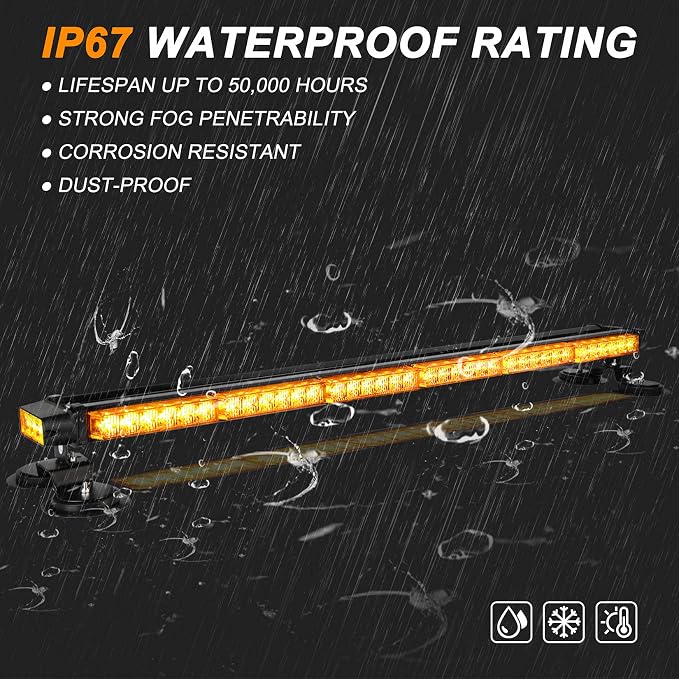 ASPL 38.5" 78 LED Strobe Light Bar Double Side Flashing High Intensity Emergency Warning Flash Strobe Light with Magnetic Base for Safety Construction Vehicles Tow Trucks Pickup (Amber)