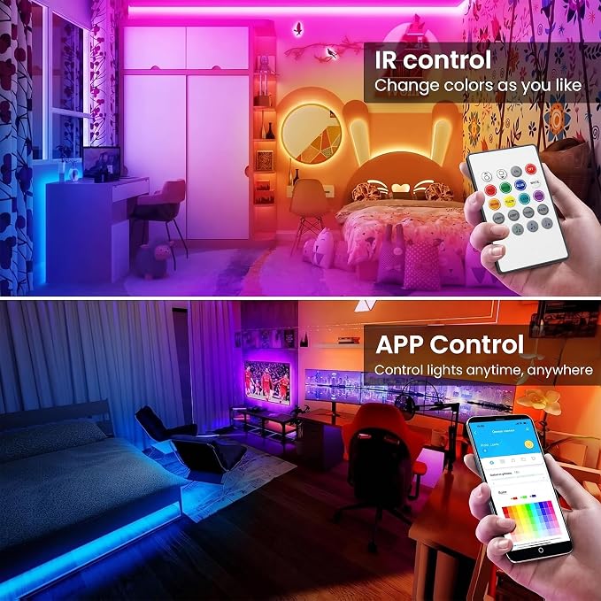 TJOY 16.4FT Smart Led Strip Lights for Bedroom Alexa Compatible Wireless | Music Sync, RGB Color Changing Lights for Room Decor(APP+Remote+Voice control)