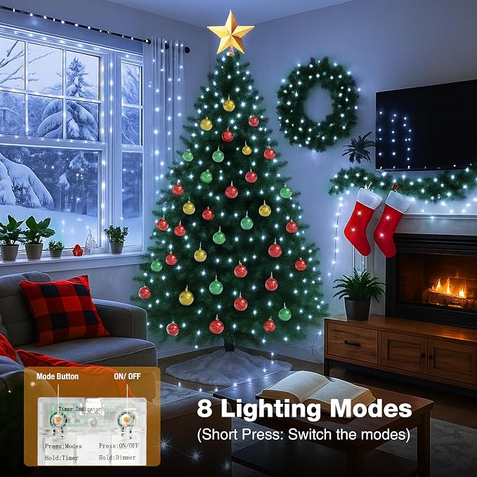 8 Pack 16FT 50 LED Fairy Lights Battery Operated with Timer, 8 Modes USB Mini Twinkle Light, Small String Lights for Wreath Vase Bedroom DIY Wedding Party Decorations-Cold White
