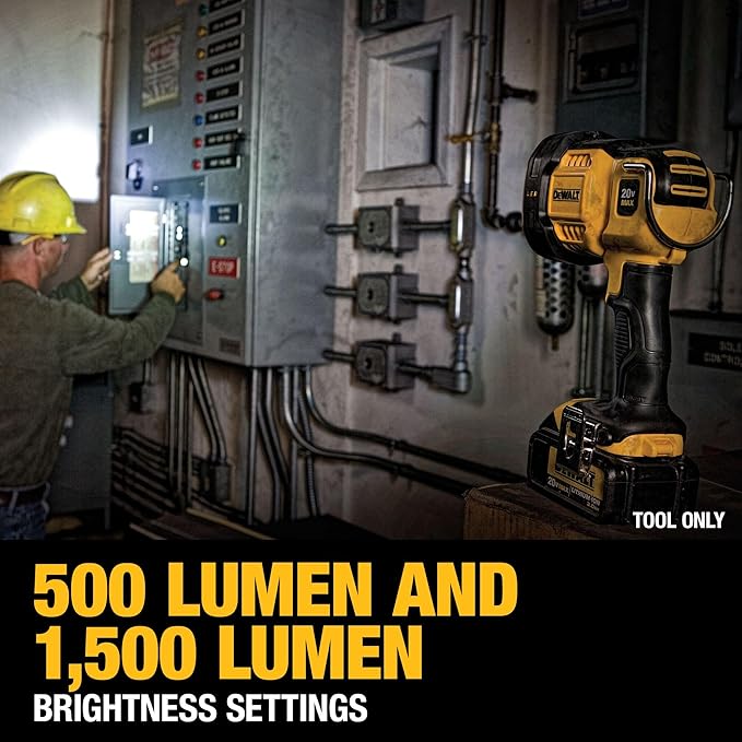 DEWALT 20V MAX LED Work Light, Handheld Spotlight with 508 Yard Distance, Pivoting Head, 1500 Lumens, Cordless, Battery Not Included (DCL043)