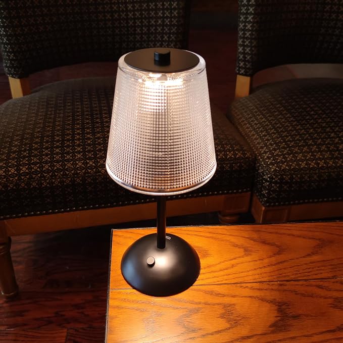 Cordless Table Lamp, 4000mAh Rechargeable Battery Operated Lamp, 3 Color Modes & Stepless Dimmable LED Touch Lamp, Portable Retro Metal Beside Lamps for Home Desk Bedroom Restaurant(Black) | 4000mAh Battery Operated, 3 Color Modes, Dimmable LED Touch B...