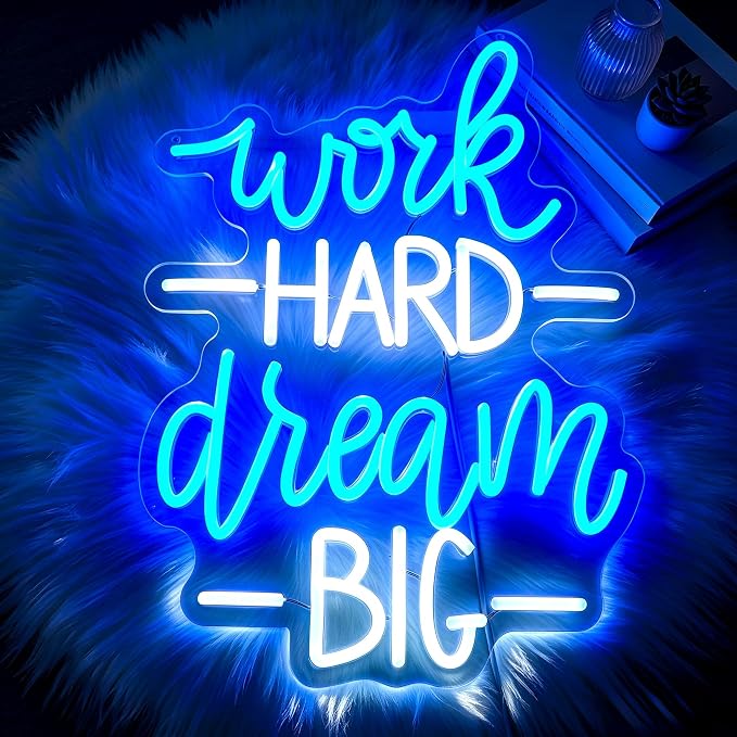 Positive Neon Lights Signs Neon Sign Led Sign Light for Wall Decor | Work Hard Dream Big Neon Sign for Room Decor,Positive Decoration,Motivational Wall Decor,Gift,5V USB Powered
