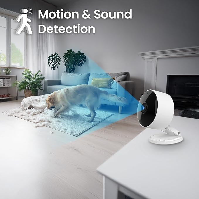 Feit Electric Indoor Security Camera, 2K WiFi Indoor Camera for Pets & Home Monitoring, AI Motion Detection, Plug-in Camera with Night Vision, Two-Way Audio, Local Storage, Works with Alexa & Google