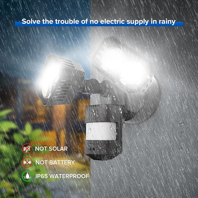SANSI 28W 3500LM Motion Sensor Outdoor Lights, Outdoor Motion Sensor Light Security Lights Detector with 4 Mode 350W Equiv 5000K, IP65 Waterproof for Soffit, Garage, Yard (Black) Hardwired (Pack of 4)