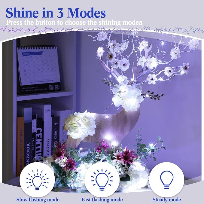 150 Pack LED Fairy Lights Colored Battery Operated String 3 Speed Modes 7 ft 20 LED Starry Wedding Decoration Waterproof Wire Twinkle Light for DIY Jar Bedroom Party Supplies (Cool White)