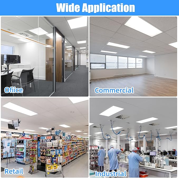 10 Pack 2x4 LED Flat Panel Light, 7800LM LED Drop Ceiling Light Office Shop Fixture, 5000K Flat Panel Lamp, 0-10V Dimmable 2x4 Recessed Edge-Lit Troffer Fixture for Commercial Office, ETL Listed