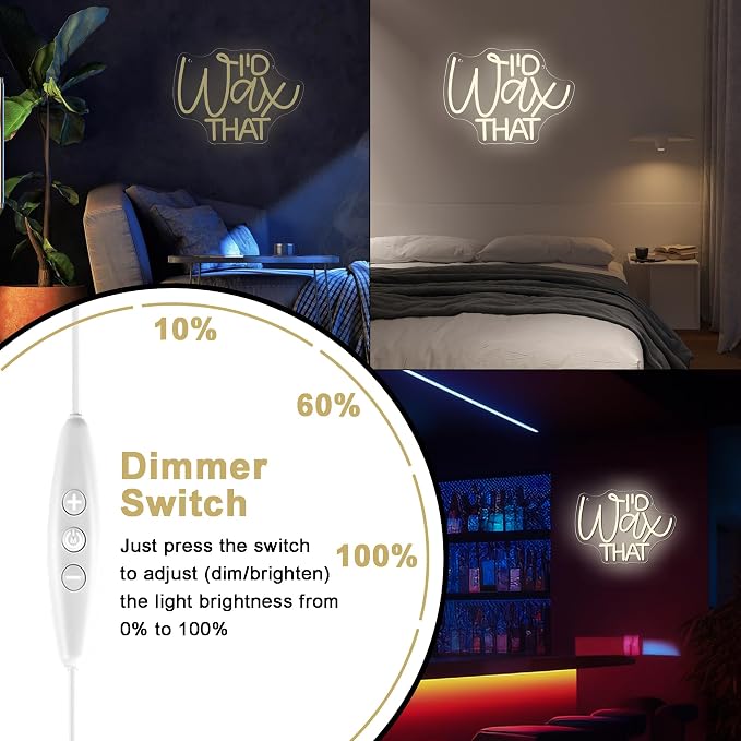 Mutank I'D Wax That Neon Sign, Beauty Salon Salonneon Neon Light USB Powered LED Dimmable, for Waxing Studio Skincare Hydrotherapy Professional Salon Beauty Studio Sign, Beautician Gift(12.9 * 8.6In)