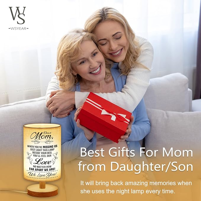 WSYEAR Birthday Gifts for Mom from Daughter Son-Table Lamp Mom Gifts from Daughters Night Light Mothers Day Valentines Day Anniversary Presents for Mother Women