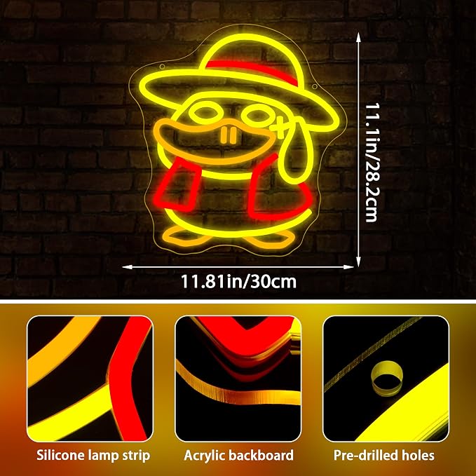 Duck Neon Sign for Wall Decor Cartoon LED Light for Man Cave | Dimmable cartoon duck neon light, bedroom, club bar dorm decor, birthday gifts for kids, size 13.7*12.5 in