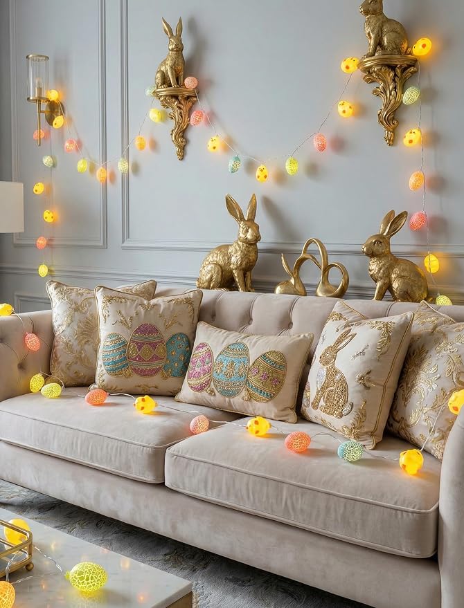 10 LED Chicks Egg Camping String Lights, 8.5Ft Easter Decoration Outdoor | Shatterproof, Plug in Multicolor Egg Lights Indoor, Connectable, Fairy Lights for Party Garden Home Summer Decor for Kids