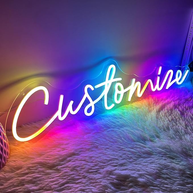 Custom Neon Sign RGB Rainbow Color Neon Light,LED Neon Sign Customizable | Personalized Colorful Neon Sign for Wall Decor,Wedding Birthday Party Gift, Bedroom Bar Game Room Decor