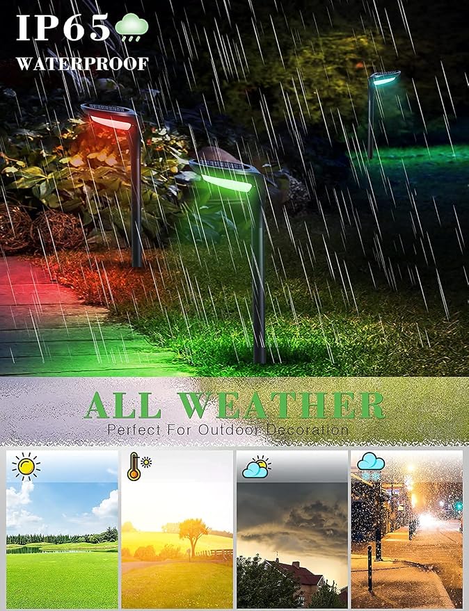 Color Solar Pathway Lights, 4-Pack Color Changing Solar Lights Outdoor Waterproof for Christmas Easter Halloween LED Garden Landscape Light Solar Powered for Yard Path Patio Driveway Lawn