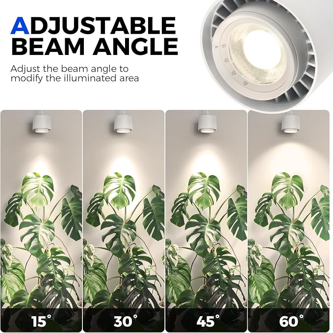 Barrina TR40 Hanging Plant Lights for Indoor Plant, 40W 4000K Full Spectrum | Adjustable Beam Angle 15°-60°, Hanging Grow Light with Mechanical Timer and 16.4FT Power Cord, for Garden Greenhouse, White