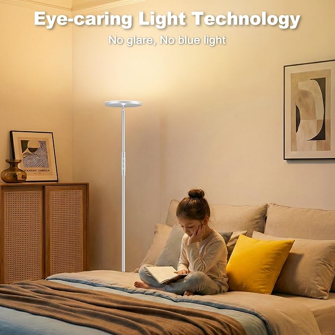 69" LED Floor Lamp, 3600LM Torchiere Modern Standing Lamp for Living Room | 350W Equivalent, Stepless Dimming 2700K-6500K, Remote & Touch Control, Super Bright, Floor Lamp for Living Room Bedroom, Gray