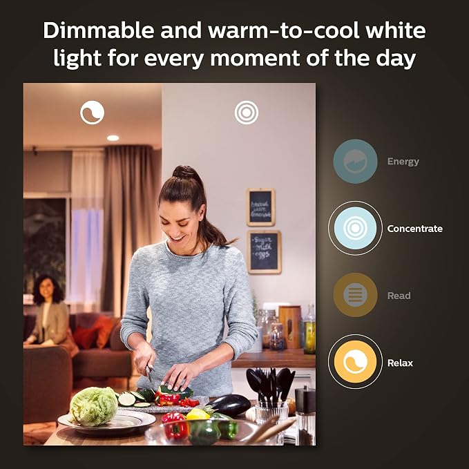 Philips Hue Smart 60W GU10 LED Bulb - White Ambiance Light - 4 Pack - 450LM - Indoor - Control with Hue App - Compatible with Alexa, Google Assistant and Apple Homekit