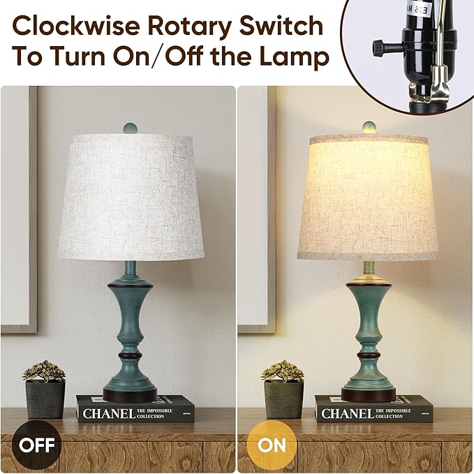 ROTTOGOON Retro Table Lamps Set of 2 Nightstand Lamp for Bedroom Vintage Rustic Table Lamps for Living Room Traditional Nightstand Bedside Lamps Bulb NOT Included