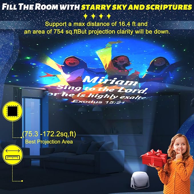Bible Verses Projector Galaxy Projector Includes 6 Interchangeable Christian Discs Night Light Set Project Religious on Walls or Ceilings for Gift
