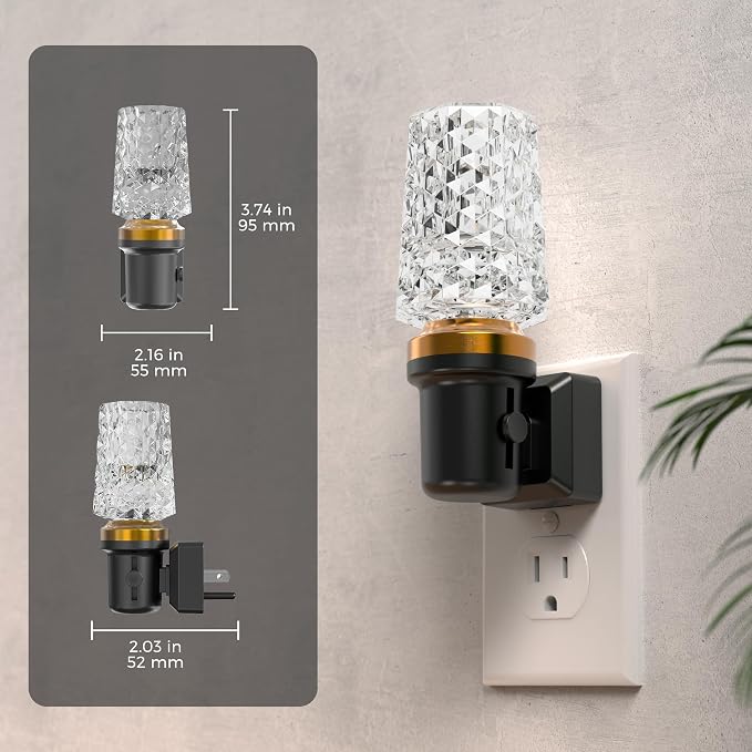 L LOHAS LED Night Light, Dimmable Night Lights Plug into Wall, Light Sensor | Automatic Nightlights Plug in, 3000K 100LM, LED Acrylic Nightlight, Crystal Decorative, Hallway Bedroom Bathroom, 1 Pack