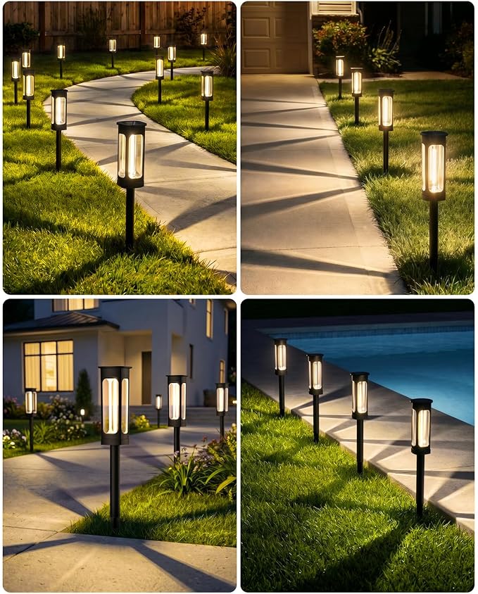 2026 Solar Lights Outdoor，6Pack Solar Pathway Lights Auto On/Off Waterproof Garden Landscape Lighting for Path, Yard, Walkway, Driveway Decor (Warm White)