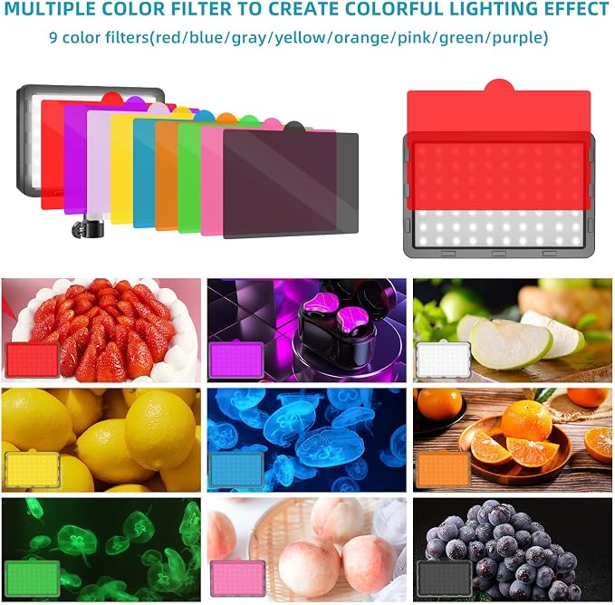 LED Video Light Kit 2Pcs, Hagibis Studio Lights 18 Color Filters for Photography Lighting with Adjustable Tripod Stand Streaming Lights for Photo Camera Recording Computer Zoom Stream TikTok YouTube