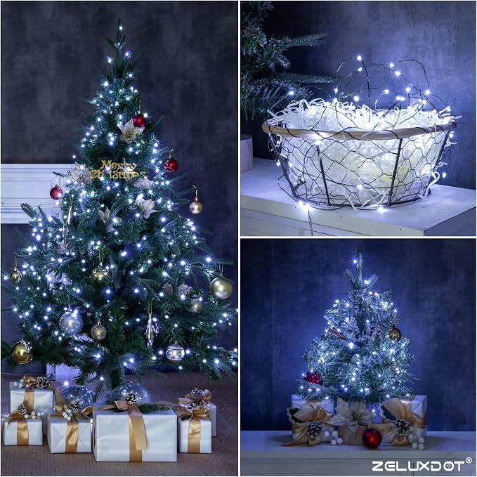 400FT 1200LEDs Fairy Lights Plug in,Green Wire,Cool White | Waterproof Led String Lights,8 Modes Remote Twinkle Light for Outdoor Indoor Christmas Wedding Birthday Garden Decorations