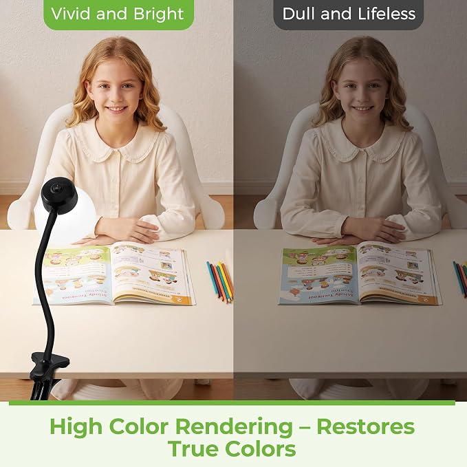 Desk Lamps for Home Office,Small LED Reading Lamp,5000K Eye-Care Desk Light | Clip On Desks Lamps for College Dorm, Kids Desk, Bed Headboard, Flexible Gooseneck, Compact Small Table Lamp