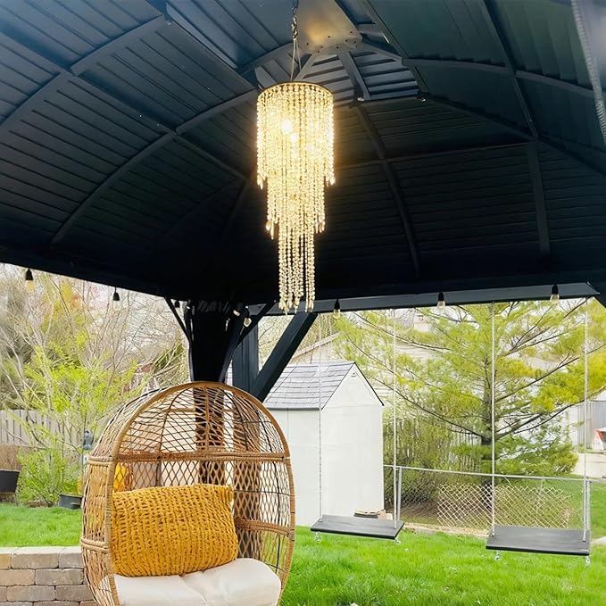 30" Tall Iridescent Hanging Beaded Chandelier 3 Tiers 10.25" Diameter for Wedding Fake Chandelier