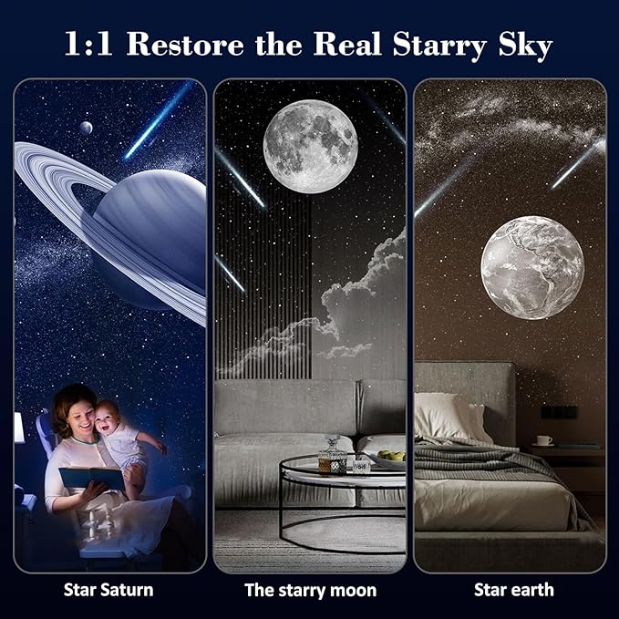 Ultimate Star Projector ¨C Galaxy Night Light & Planetarium | Real Starry Sky with Earth, Saturn, Moon, Constellations, Planets & Aurora | Room Decor for Kids & Adults