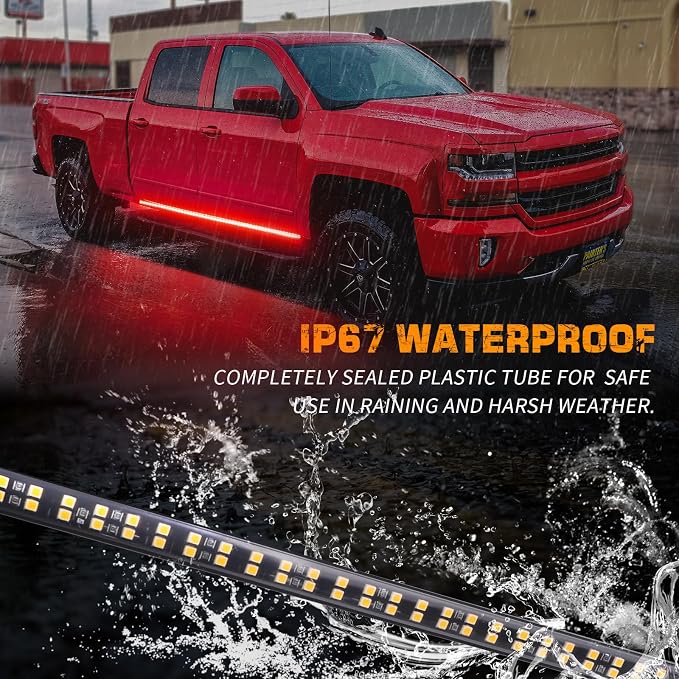 2 Pack 70-inch Truck Red Running Board Emergency Lights Strip | 864 LED Strobe Lights Flashing Warning Hazard Safety Light Strips for Vehicles Trucks Pickup