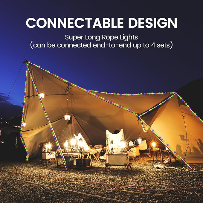 (New) 100FT Rope Lights, 300 LED Connectable Outdoor Rope Lights, Waterproof Tube Lights with 8 Modes for Indoor Outdoor, Deck, Pool, Landscape, Background, Trees, Bridges Decoration (Multicolor)