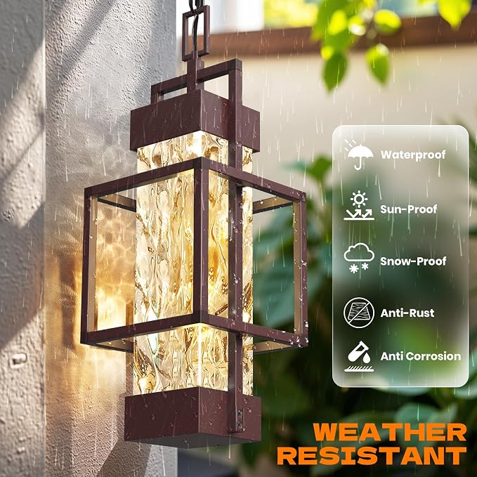 Hotsonic 15'' Oil Rubbed Bronze Outdoor Indoor Pendant Celing Light Fixture, Modern Exterior Hanging Chandelier Porch Lights, Aluminum Outside Lantern Lamp for Entrance Foyer Entryway (Bulb Included)