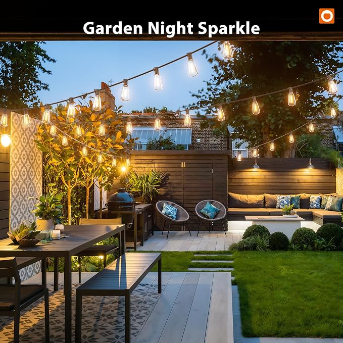 addlon 196(49FT*4) Outdoor String Lights with APP LED Edison Waterproof | Plastic ST38 Shatterproof Bulbs, Smart Extra Long Lighting, Hanging for Patio Outside Backyard Pergola Bistro Porch Garden