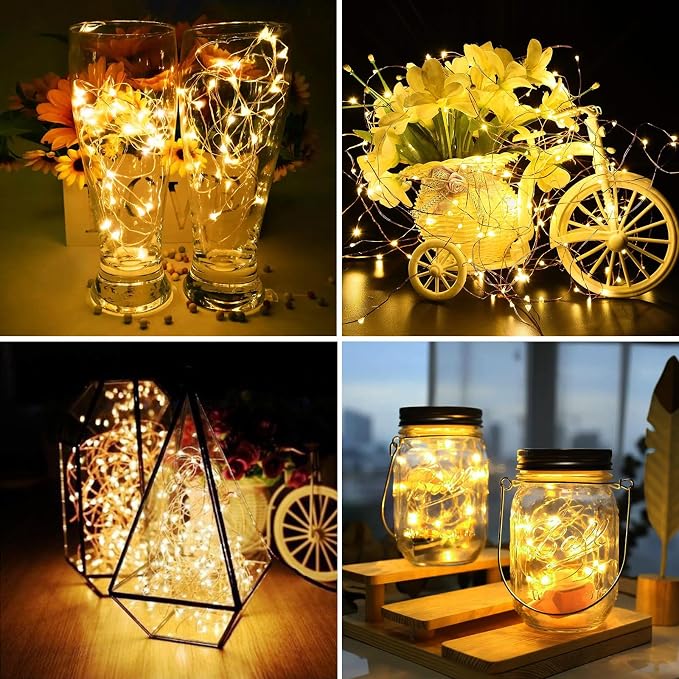 ZGWJ 8 Pack Warm White Fairy Lights, Mini String Lights | Battery Operated 7 FT 20 LED Waterproof 3 Modes for DIY, Parties, Wedding, Halloween, Christmas Decoration