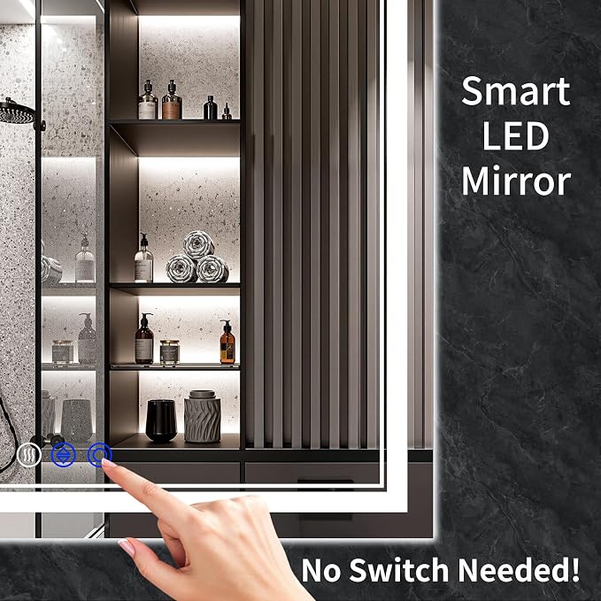 60"x36" LED Bathroom Mirror with Lights,Anti-Fog,3 Color Modes