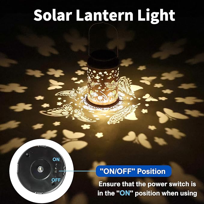 Solar Lanterns Outdoor Waterproof,Butterfly Solar Lantern Gift for Women Girl Mom Grandma,Valentine Gifts,Metal Hanging Solar Lantern for Yard,Garden,Porch Landscape Deconrations-1 Pack