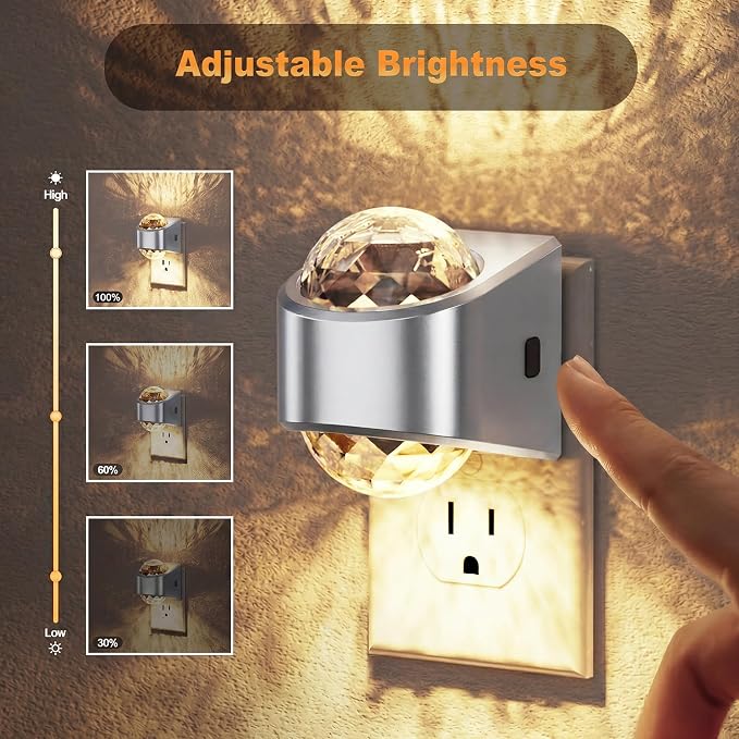 JandCase Night Lights Plug into Wall, 2 Pack Star Projector Night Light | 3000K Soft White, Automatic Galaxy Nightlight Plug in with Light Sensor for Bathroom Hallway Room Decor