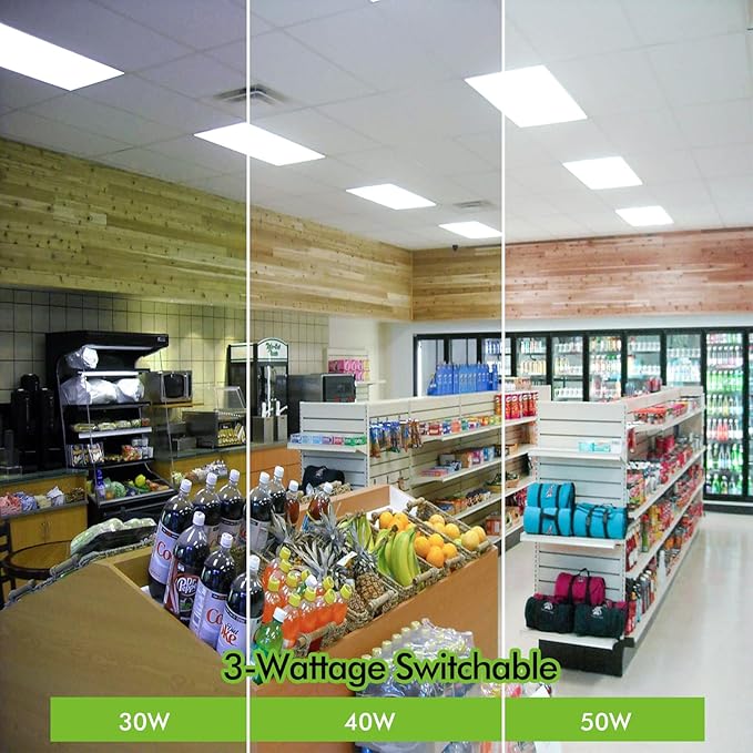 WEIZE (6 Pack 2x4 FT LED Flat Panel Troffer Light, 50W 5000K Recessed Back-Lit Drop Ceiling 0-10V Dimmable, 6500lm Lay in Fixture for Office, 3-Lamp F32T8 Replacement, 5000K Daylight White, (PN24)