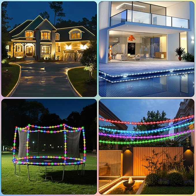 PUHONG (New) RGB Color Changing Rope Lights, 33FT 100LED Outdoor String Lights with Remote, 18 Colors Plug in Waterproof Tube Lights for Indoor Outdoor, Wedding, Christmas, Patio, Party Decor