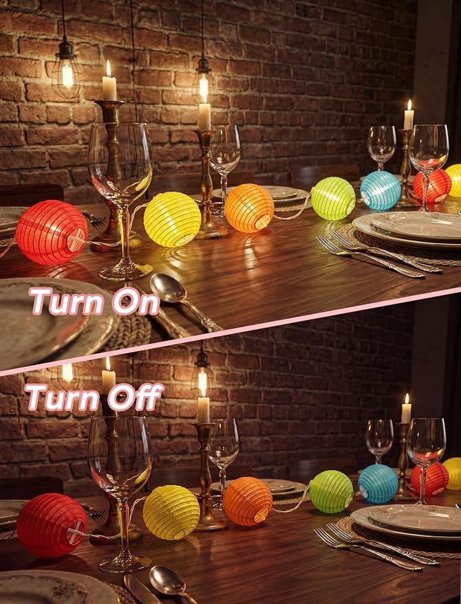 Multicolor Lantern String Lights,Colorful Hanging Lanterns String Light in Home & Garden Decorative Lights for Indoor Outdoor Patio Party Wedding Bedroom Bistro Bar