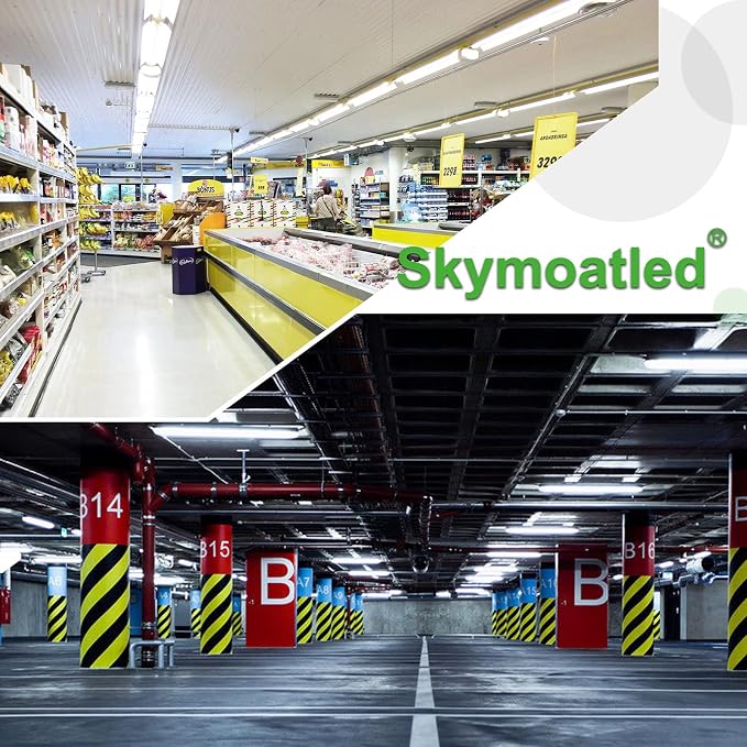 Skymoatled 12Pack 4FT LED Shop Light Garage Lights,50W 6000K 7500LM White Light,Hanging/Surface Mount,Plug and Play,Linkable T8 LED Shop Lights,Commercial Bay Lighting for Warehouse Workshop Basement